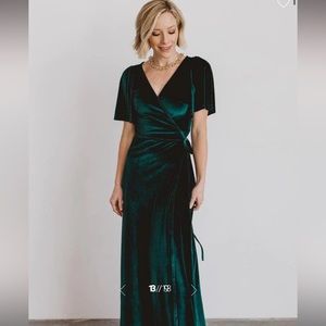 Baltic Born Meghan Velvet Wrap Maxi Dress in emerald